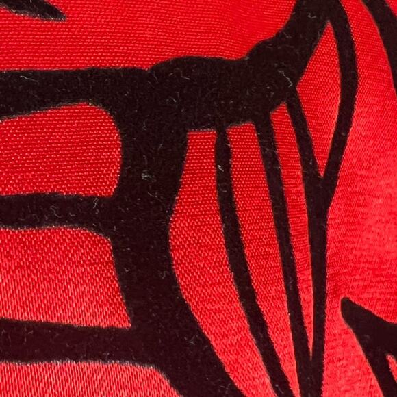 Chetta B Evening Formal Maxi Skirt Womens Size 12 Red Satin Black Velvet Roses - Picture 9 of 13